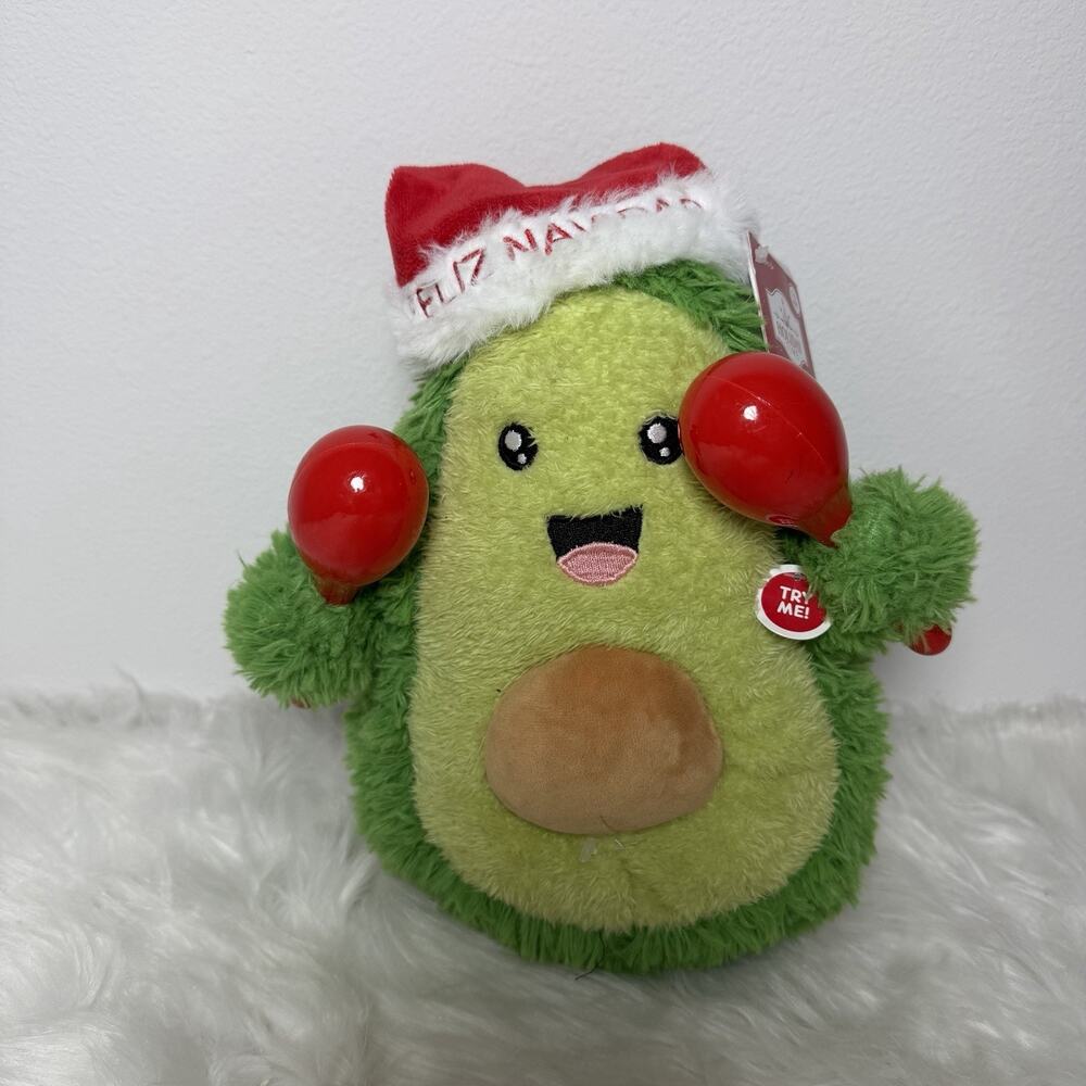 🎄Holiday Time Animated Avocado Plush w/Maracas Sings & Dances! Christmas 🎶
